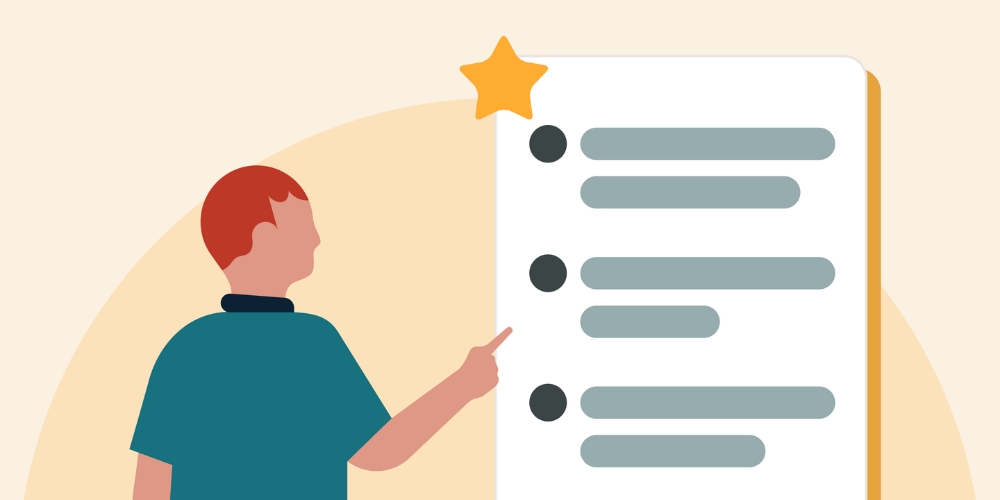 man going through checklist