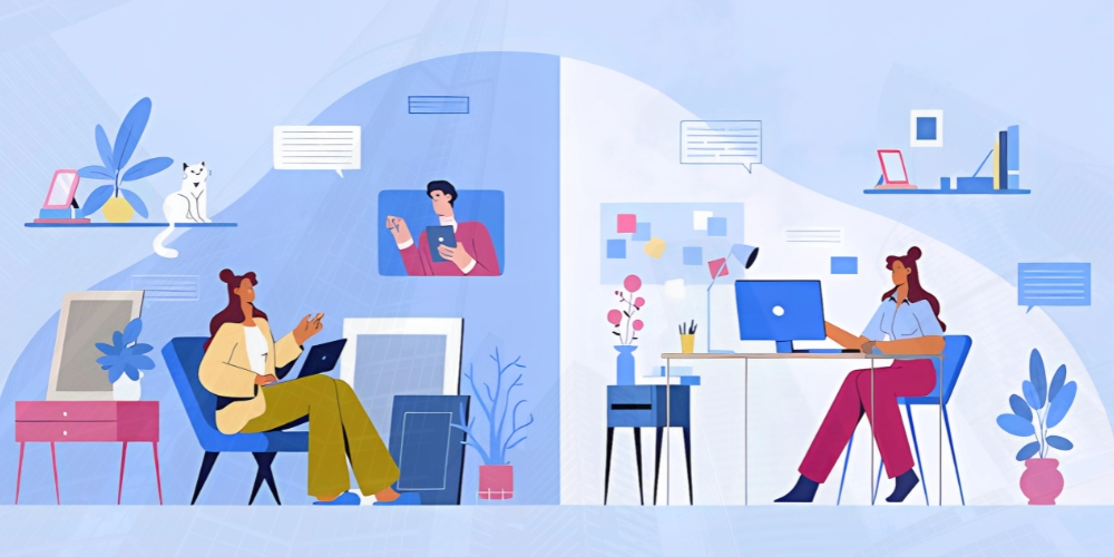 two women working from home