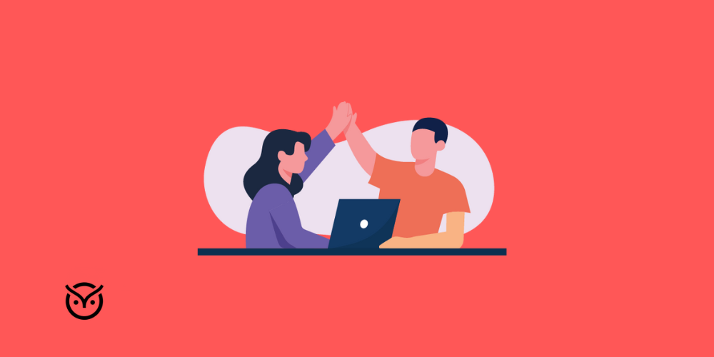 two people motivating each other illustration