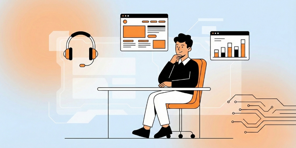 Project manager thinking at desk