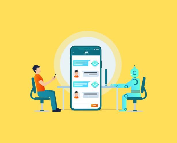 human conversing with chatbot