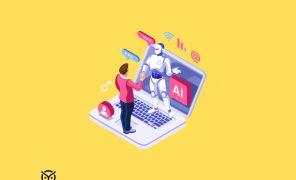 man working with AI robot