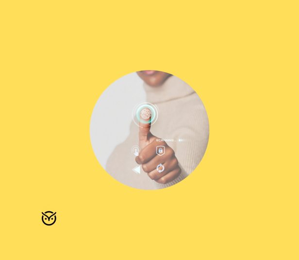 employee verifying thumb print