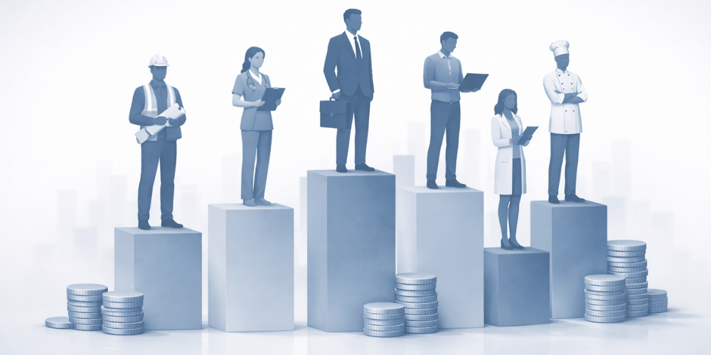 people earning varying salaries