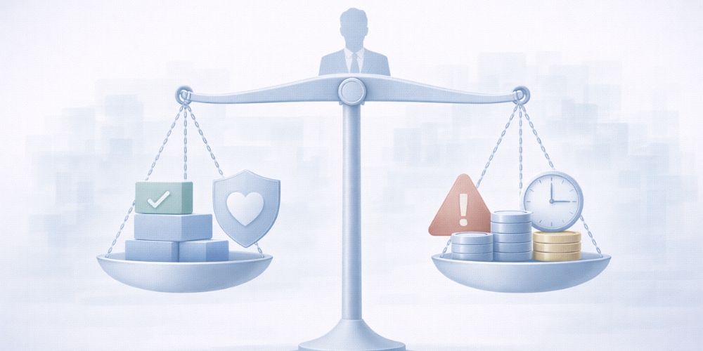 a scale with pros and cons of health vs money